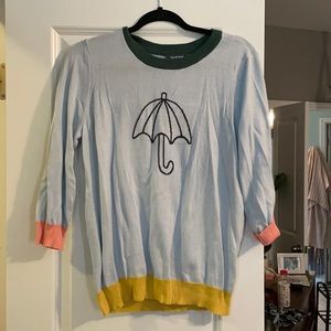 ModCloth rainy day sweater NWT LARGE- lightweight cotton umbrella sweater!